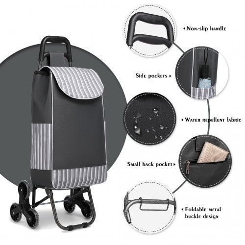 Kono 6 Wheel Push Shopping Trolley - Grey