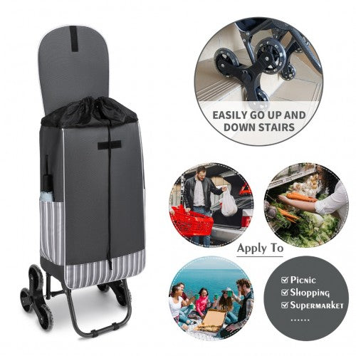 Kono 6 Wheel Push Shopping Trolley - Grey