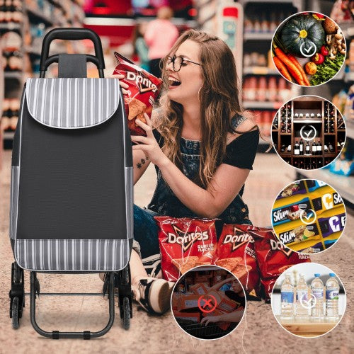 Kono 6 Wheel Push Shopping Trolley - Grey