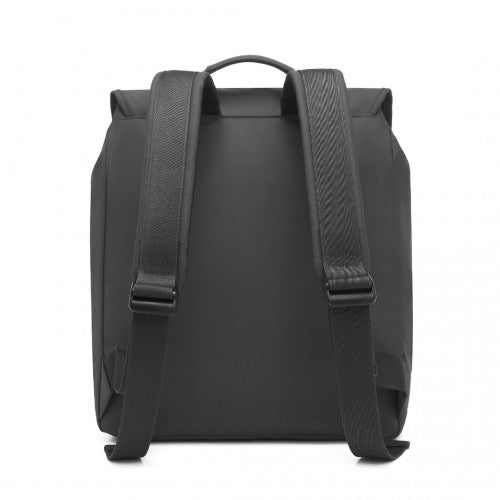 Kono PVC Coated Water - resistant Streamlined And Innovative Flap Backpack - Black