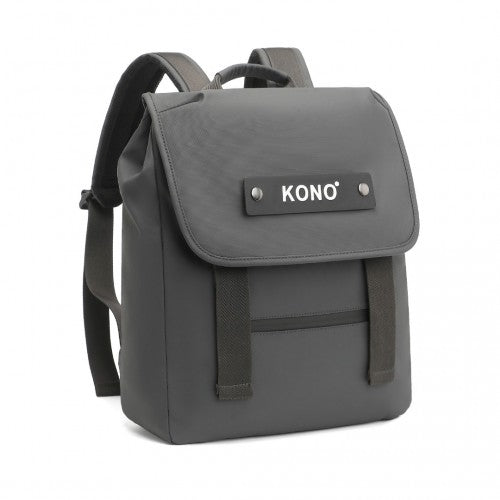 Kono PVC Coated Water - resistant Streamlined And Innovative Flap Backpack - Grey