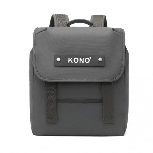 Kono PVC Coated Water - resistant Streamlined And Innovative Flap Backpack - Grey