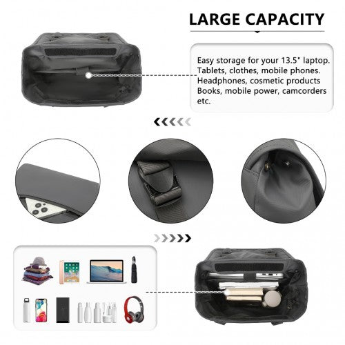 Kono PVC Coated Water - resistant Streamlined And Innovative Flap Backpack - Grey