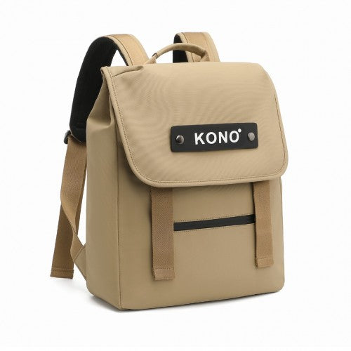 Kono PVC Coated Water - resistant Streamlined And Innovative Flap Backpack - Khaki