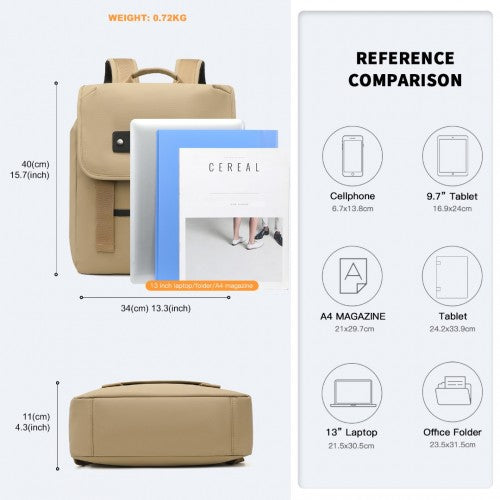 Kono PVC Coated Water - resistant Streamlined And Innovative Flap Backpack - Khaki