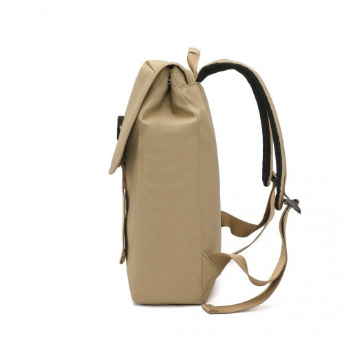 Kono PVC Coated Water - resistant Streamlined And Innovative Flap Backpack - Khaki