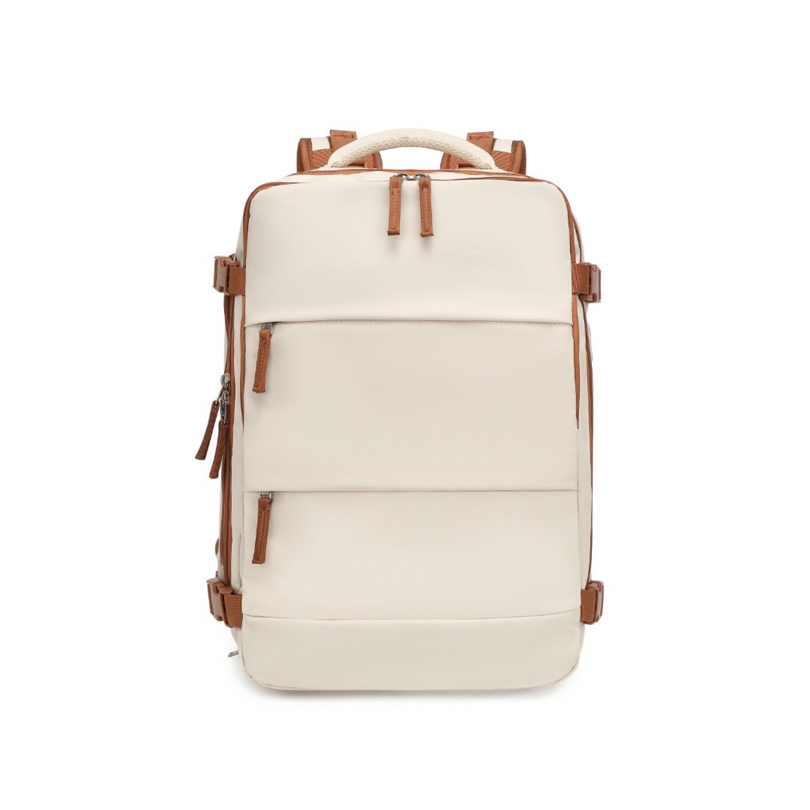 Kono Multi - Functional Breathable Travel Backpack With USB Charging Port And Separate Shoe Compartment - Beige And Brown