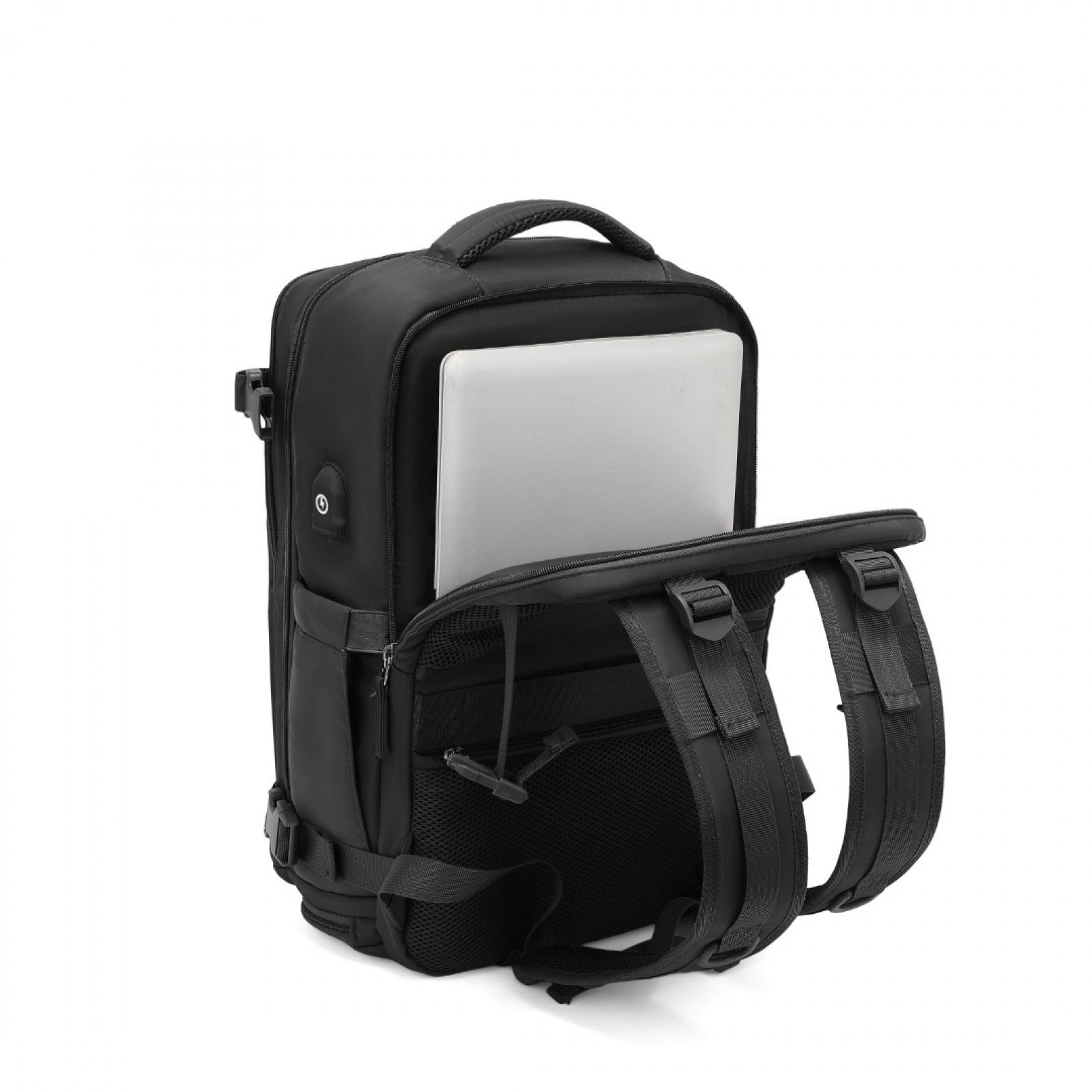 Kono Multi - Functional Breathable Travel Backpack With USB Charging Port And Separate Shoe Compartment - Black, Grey & Beige