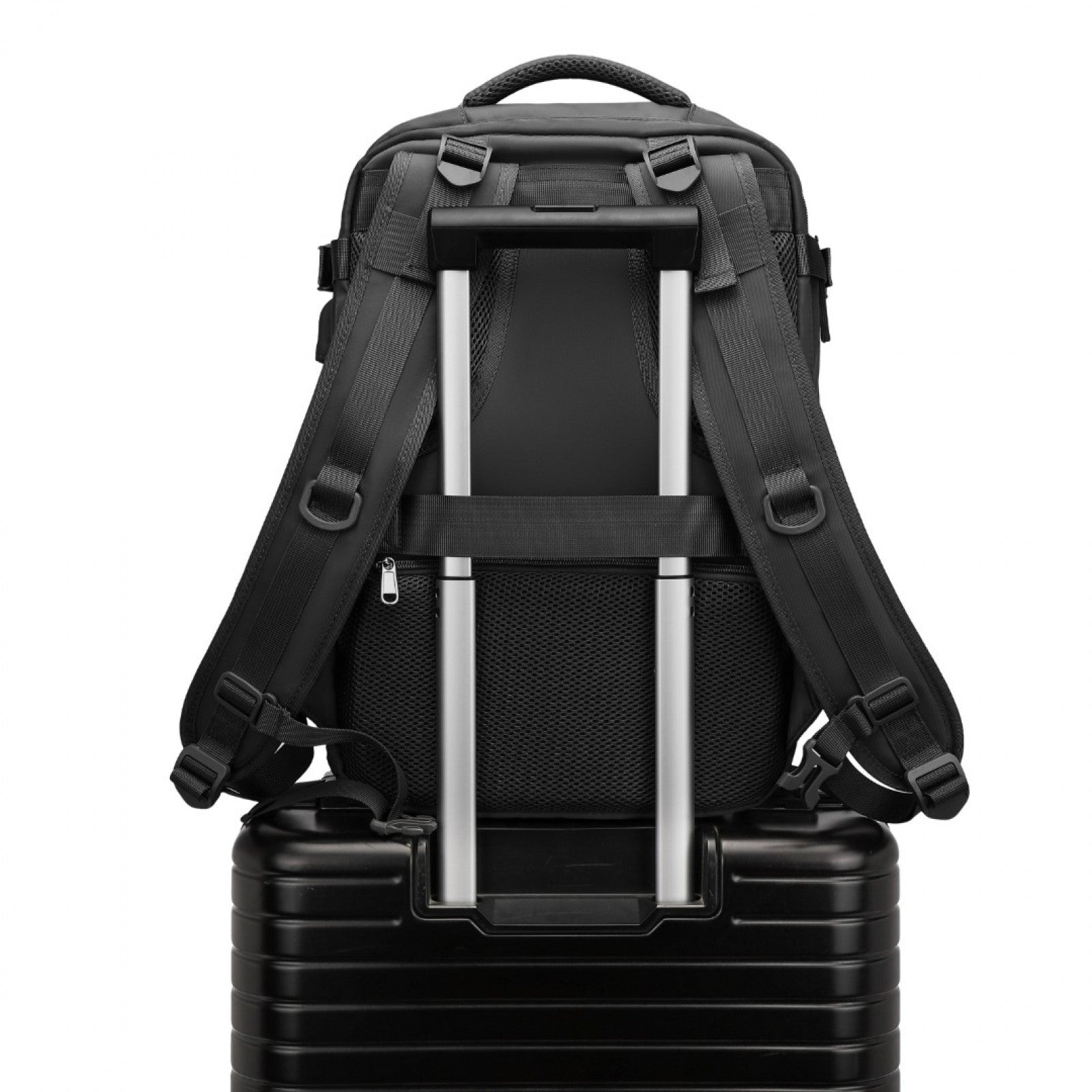 Kono Multi - Functional Breathable Travel Backpack With USB Charging Port And Separate Shoe Compartment - Black, Grey & Beige