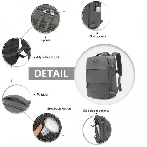 Kono Multi - Functional Breathable Travel Backpack With USB Charging Port And Separate Shoe Compartment - Grey