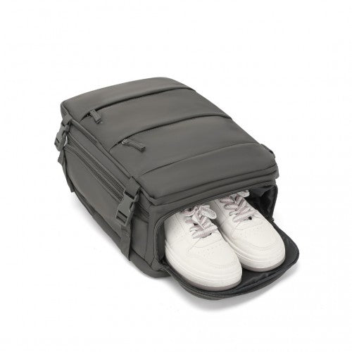 Kono Multi - Functional Breathable Travel Backpack With USB Charging Port And Separate Shoe Compartment - Grey