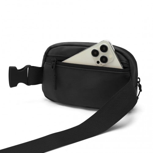 Kono Sleek And Stylish Minimalist Classic Waterproof Waist Pack - Black