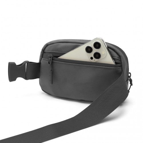 Kono Sleek And Stylish Minimalist Classic Waterproof Waist Pack - Grey