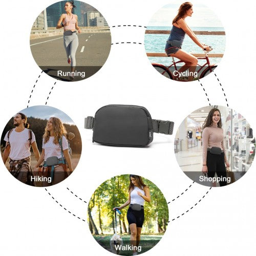 Kono Sleek And Stylish Minimalist Classic Waterproof Waist Pack - Grey