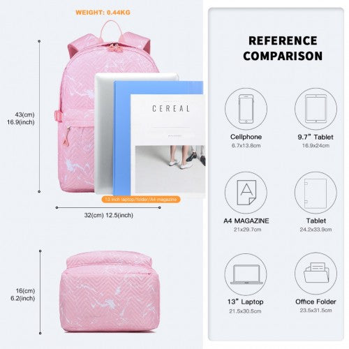 Kono Water - Resistant School Backpack With Secure Laptop Compartment - Pink