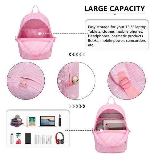 Kono Water - Resistant School Backpack With Secure Laptop Compartment - Pink