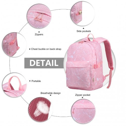 Kono Water - Resistant School Backpack With Secure Laptop Compartment - Pink