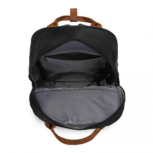 Kono Multi - Compartment Laptop Backpack with Type - C USB Charging Port and Small Pouch for Daily Commute and Travel - Black And Brown