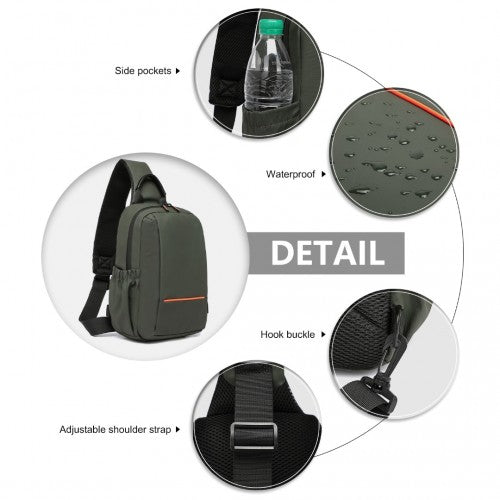 Kono Water - Resistant Ultra - Thin Lightweight Sling Chest Bag with Reflective Trim - Green