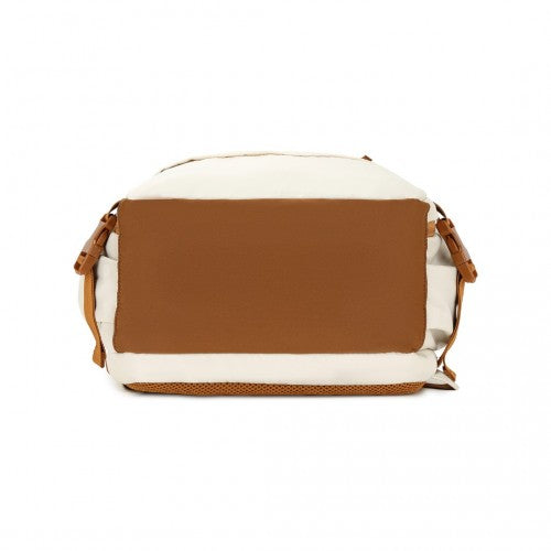 Kono Ultimate Traveler's Backpack with Detachable Waist Pack and Integrated USB/Type - C Charging Ports - Beige And Brown