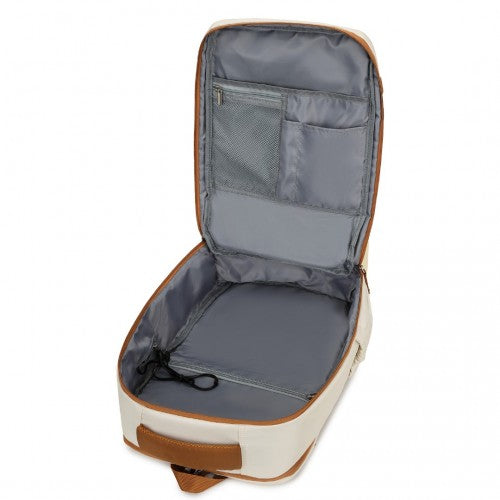 Kono Ultimate Traveler's Backpack with Detachable Waist Pack and Integrated USB/Type - C Charging Ports - Beige And Brown