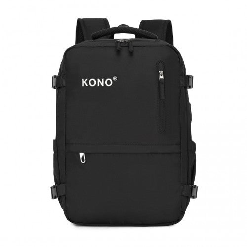 Kono Ultimate Traveler's Backpack with Detachable Waist Pack and Integrated USB/Type - C Charging Ports - Black