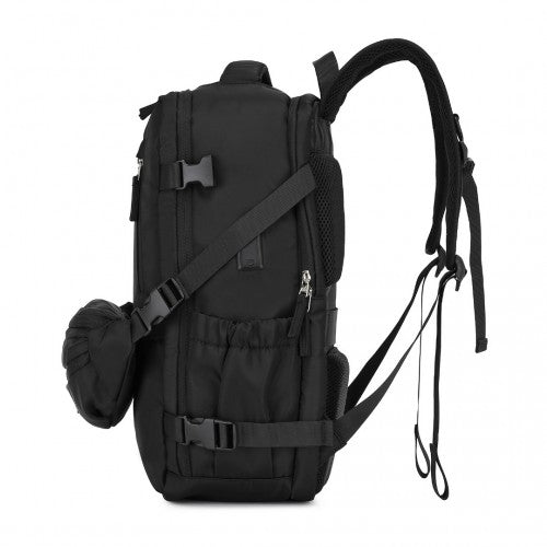 Kono Ultimate Traveler's Backpack with Detachable Waist Pack and Integrated USB/Type - C Charging Ports - Black