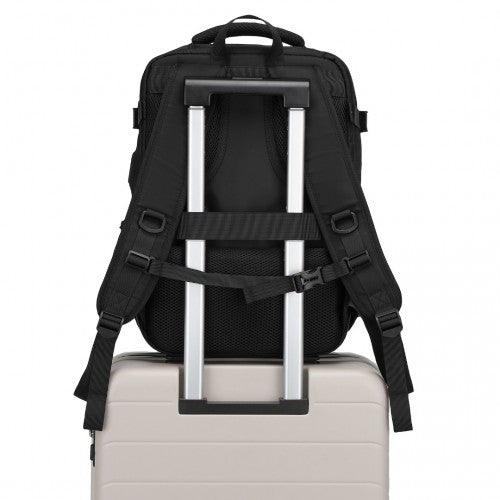 Kono Ultimate Traveler's Backpack with Detachable Waist Pack and Integrated USB/Type - C Charging Ports - Black