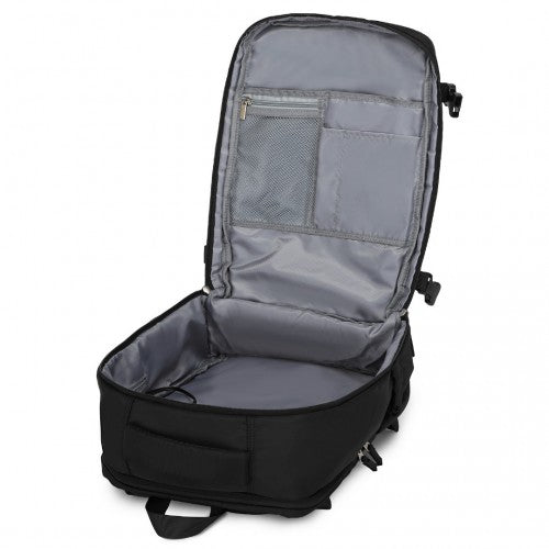 Kono Ultimate Traveler's Backpack with Detachable Waist Pack and Integrated USB/Type - C Charging Ports - Black