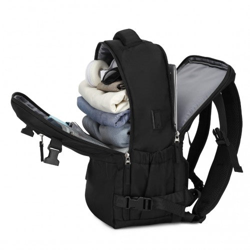 Kono Ultimate Traveler's Backpack with Detachable Waist Pack and Integrated USB/Type - C Charging Ports - Black