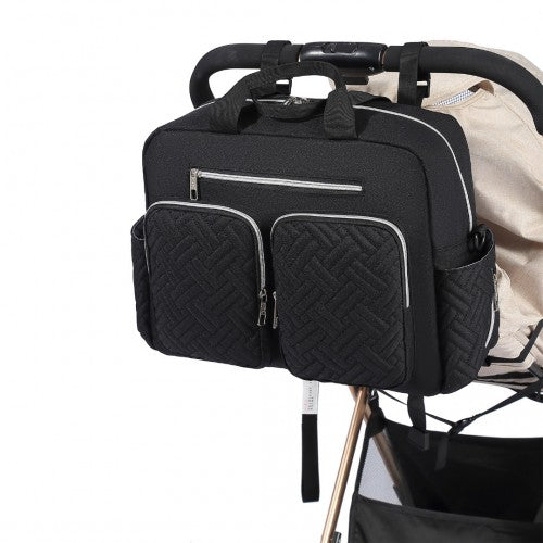 Kono Versatile Diaper Changing Tote Bag with Built - In Changing Mat Thermal Insulation Waterproof Design - Black