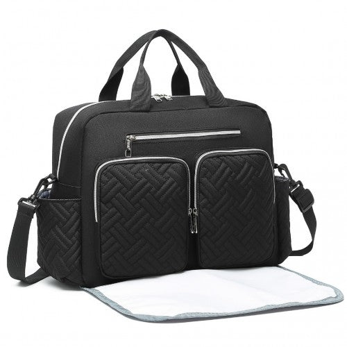 Kono Versatile Diaper Changing Tote Bag with Built - In Changing Mat Thermal Insulation Waterproof Design - Black
