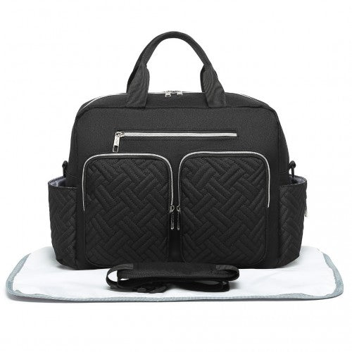 Kono Versatile Diaper Changing Tote Bag with Built - In Changing Mat Thermal Insulation Waterproof Design - Black