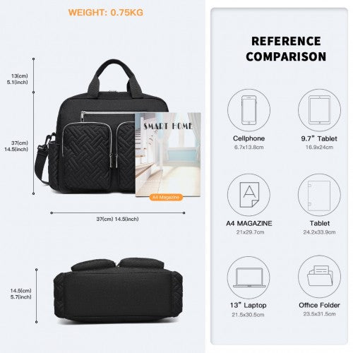 Kono Versatile Diaper Changing Tote Bag with Built - In Changing Mat Thermal Insulation Waterproof Design - Black