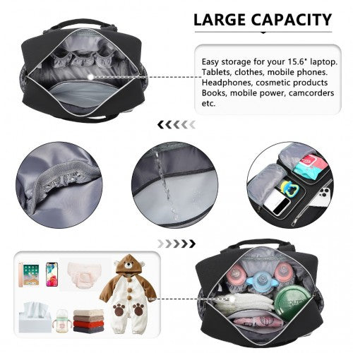 Kono Versatile Diaper Changing Tote Bag with Built - In Changing Mat Thermal Insulation Waterproof Design - Black