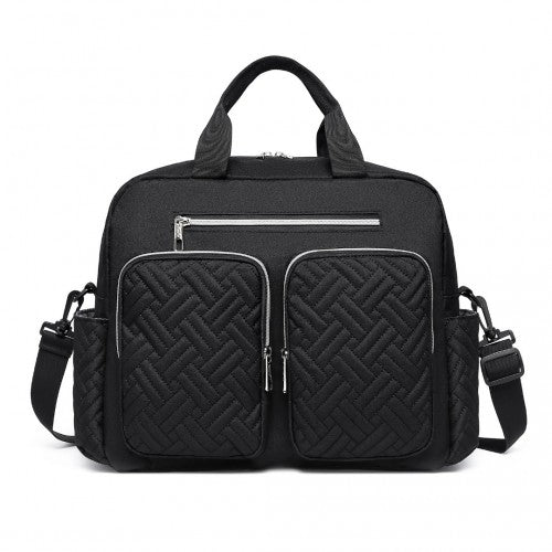 Kono Versatile Diaper Changing Tote Bag with Built - In Changing Mat Thermal Insulation Waterproof Design - Black