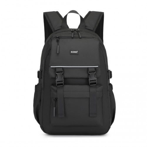 Kono PVC Coated Urban Water - Resistant Backpack with Reflective Safety Straps and Multi - Compartment Design - Black