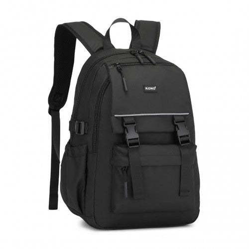Kono PVC Coated Urban Water - Resistant Backpack with Reflective Safety Straps and Multi - Compartment Design - Black