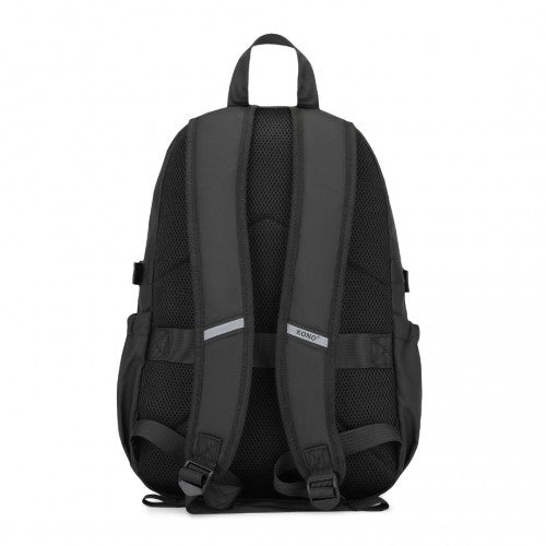 Kono PVC Coated Urban Water - Resistant Backpack with Reflective Safety Straps and Multi - Compartment Design - Black