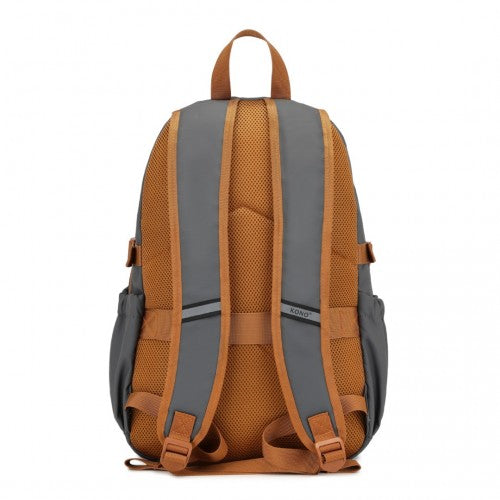 Kono PVC Coated Urban Water - Resistant Backpack with Reflective Safety Straps and Multi - Compartment Design - Grey and Brown