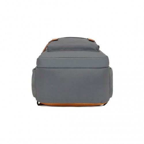 Kono PVC Coated Urban Water - Resistant Backpack with Reflective Safety Straps and Multi - Compartment Design - Grey and Brown