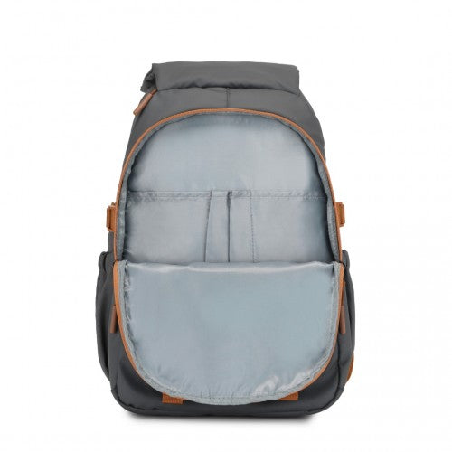 Kono PVC Coated Urban Water - Resistant Backpack with Reflective Safety Straps and Multi - Compartment Design - Grey and Brown