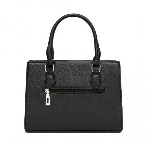 MISS LULU PU Leather Three - Tone Stitched Shoulder Handbag - Stylish Daily Bag with Adjustable Strap - Grey