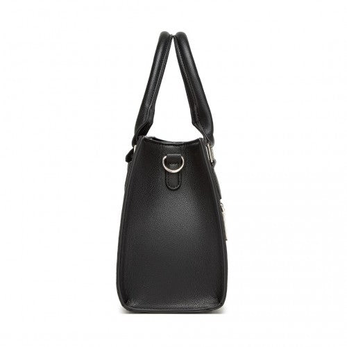 MISS LULU PU Leather Three - Tone Stitched Shoulder Handbag - Stylish Daily Bag with Adjustable Strap - Grey