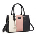 MISS LULU PU Leather Three - Tone Stitched Shoulder Handbag - Stylish Daily Bag with Adjustable Strap - Pink