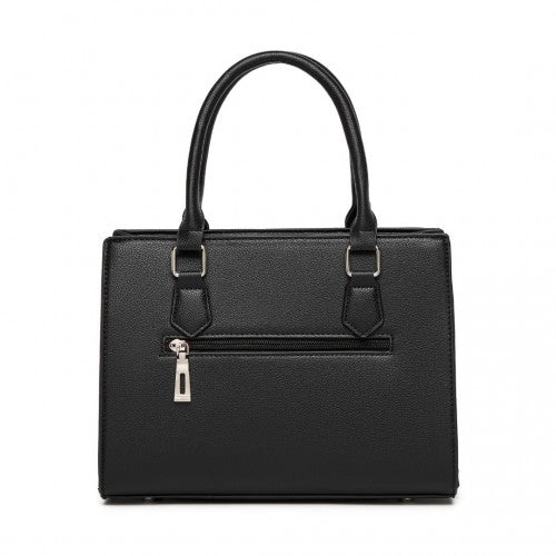 MISS LULU PU Leather Three - Tone Stitched Shoulder Handbag - Stylish Daily Bag with Adjustable Strap - Pink