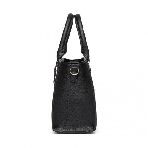 MISS LULU PU Leather Three - Tone Stitched Shoulder Handbag - Stylish Daily Bag with Adjustable Strap - Pink