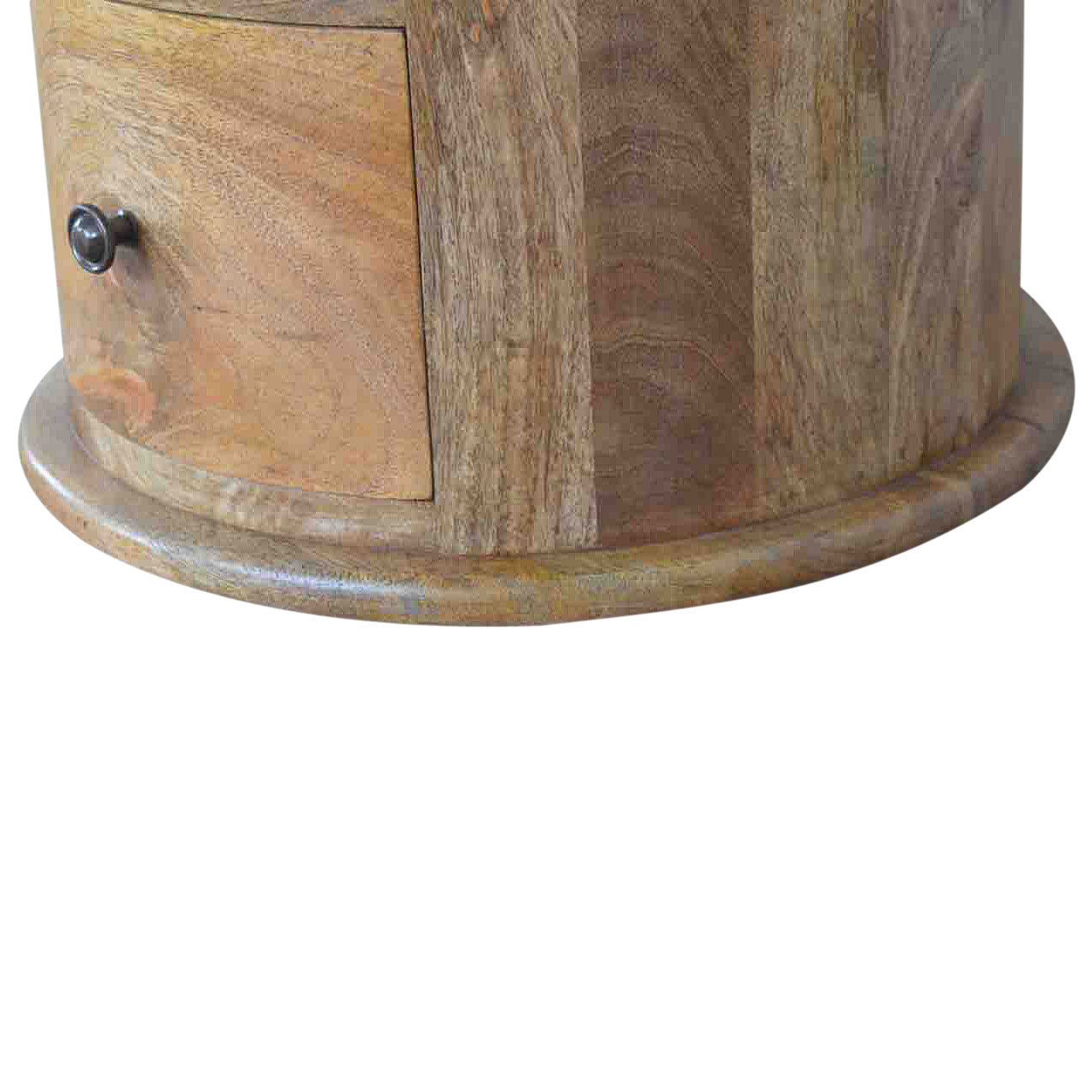 Drum Chest with 3 Drawers, Handmade Solid Wood, Round Design Bedside