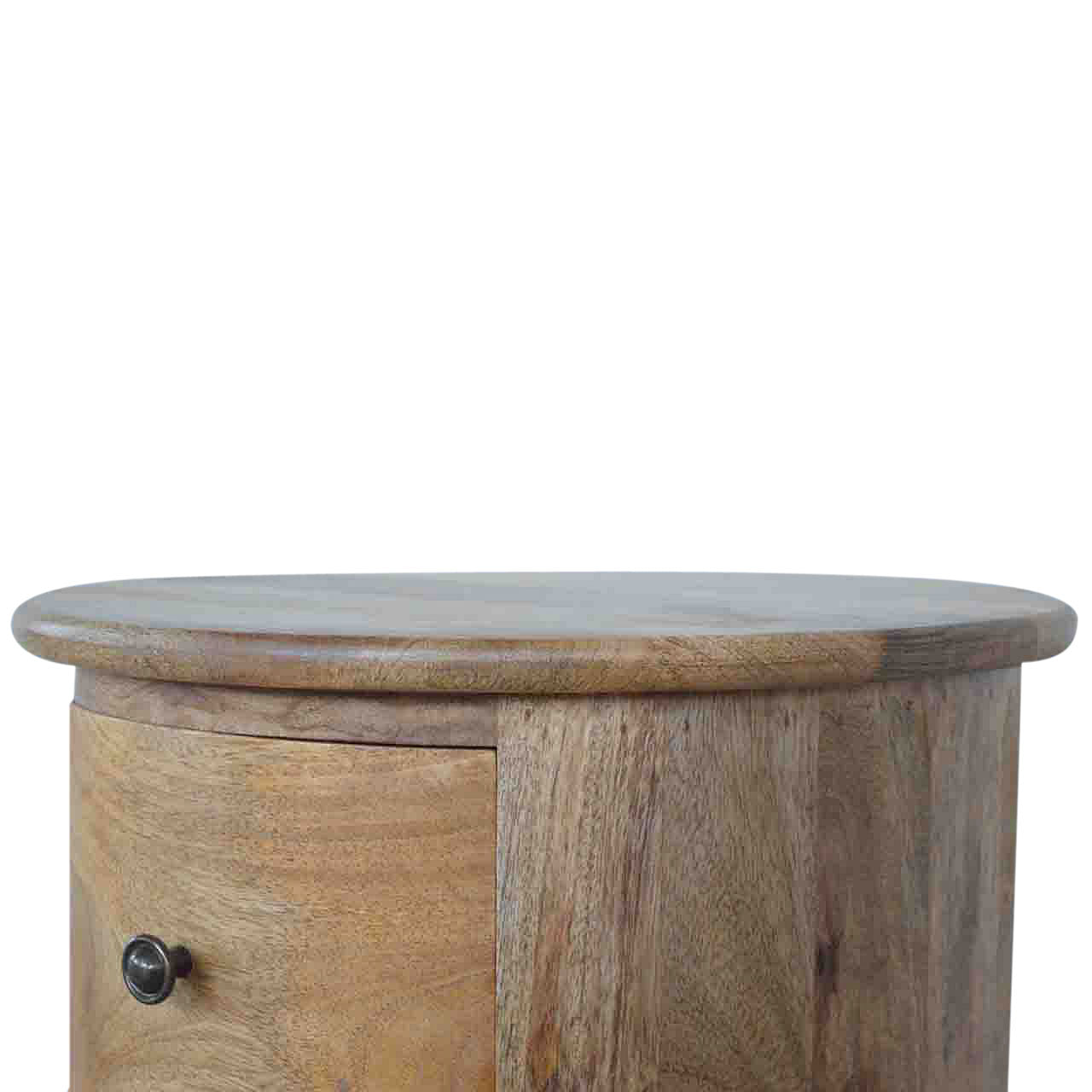 Drum Chest with 3 Drawers, Handmade Solid Wood, Round Design Bedside