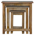 Solid Mango Wood Nest of 3 Stools – Hand-Distressed Oak-Ish Finish Stacking Side Tables